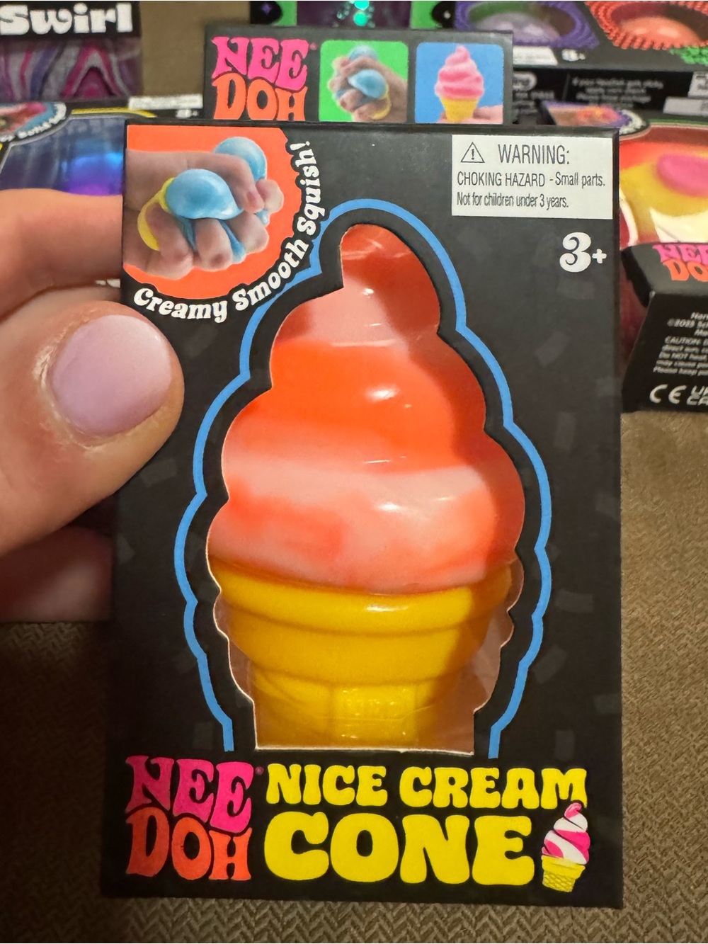 NeeDoh Nice Cream Cone in bright orange  – NEW IN BOX ✨ Rare Nee Doh!